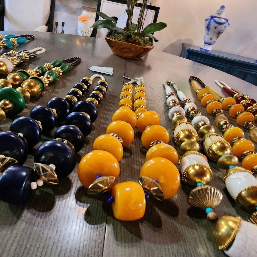 Orange, Goldtone and Blue Multi Use Piece-Home Decor or Necklace - Picture 2 of 11
